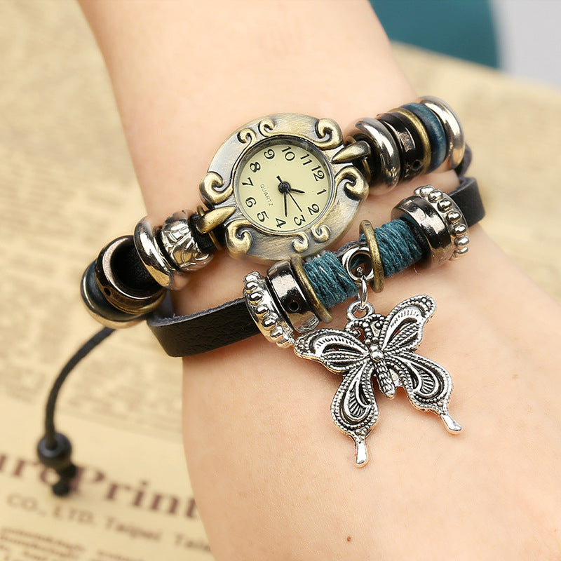 RETRO BRAIDED LEATHER BRACELET WATCH
