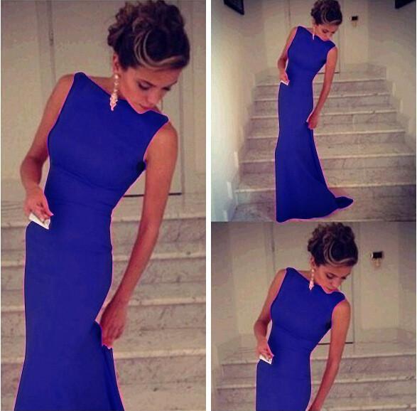 SLEEVELESS BODYCON SCOOP SHEATH FASHION FULL-LENGTH DRESS