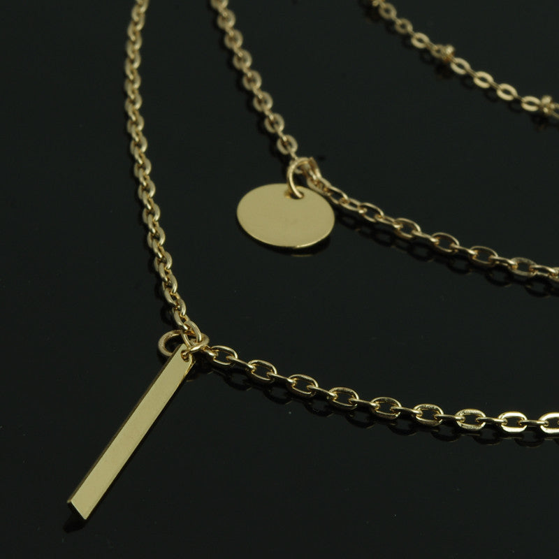 THREE LAYERS PAILLETTE STRIP PENDANT NECKLACE