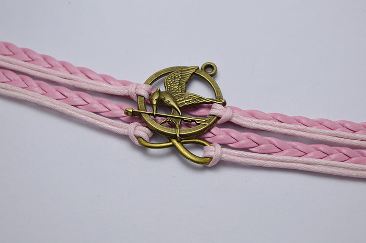 THE HUNGER GAMES PINK ROPE MULTILAYER BRACELET