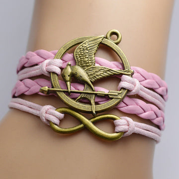 THE HUNGER GAMES PINK ROPE MULTILAYER BRACELET