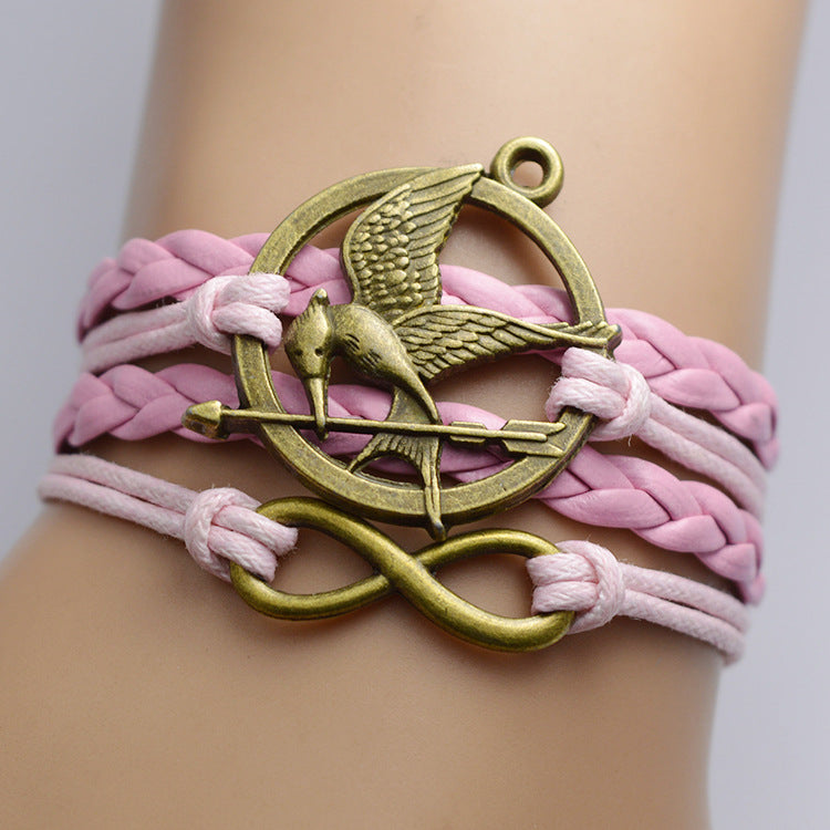 THE HUNGER GAMES PINK ROPE MULTILAYER BRACELET