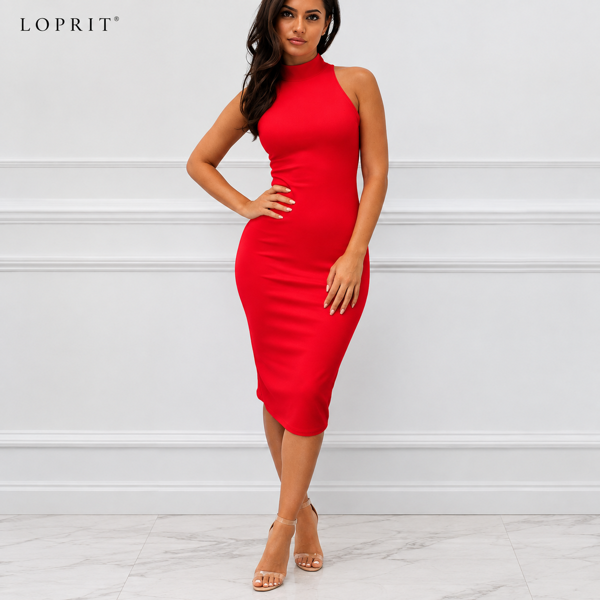 SIMPLE SLEEVELESS STRETCH FASHION PARTY DRESS