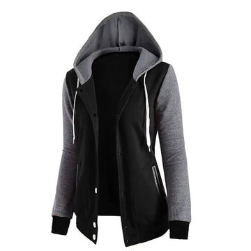 LONG SLEEVED HIT COLOR SPLICING POCKET  SPORT HOODIE