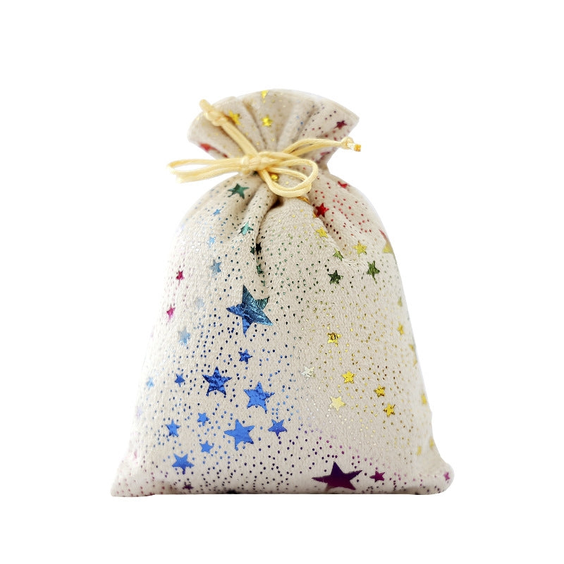 Christmas Drawstring Gift Bag Gold Foil