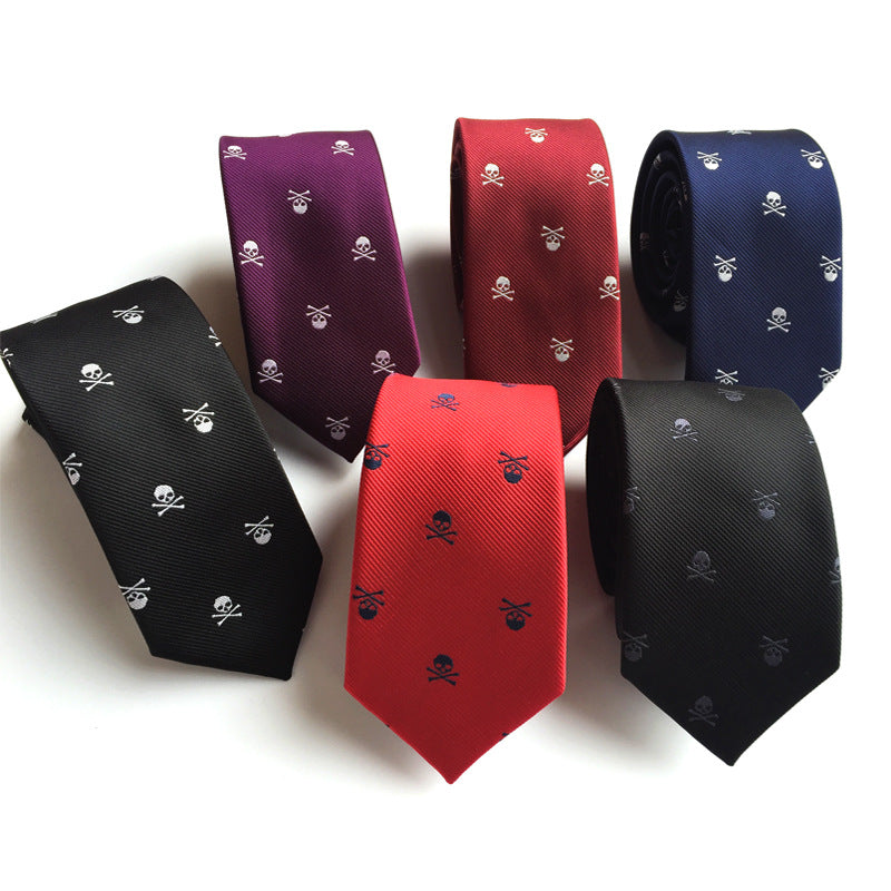 6Cm Narrow Skull Halloween Tie