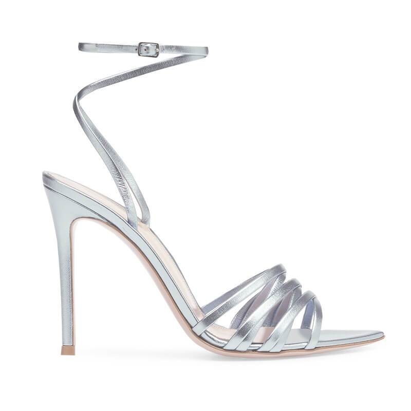 FASHION SILVER PU POINTED TOE HIGH HEEL SANDALS