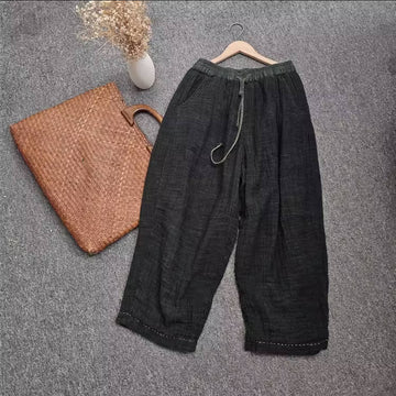 Spring Retro Linen Patchwork Thin Casual Soft Loose Pants