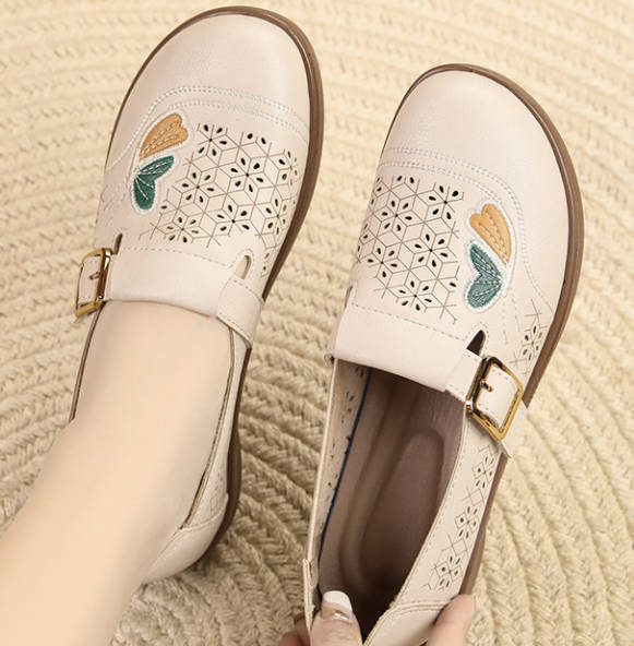 Vintgae Women Hallow Out Soft Sole Loafers Slip-On Flat