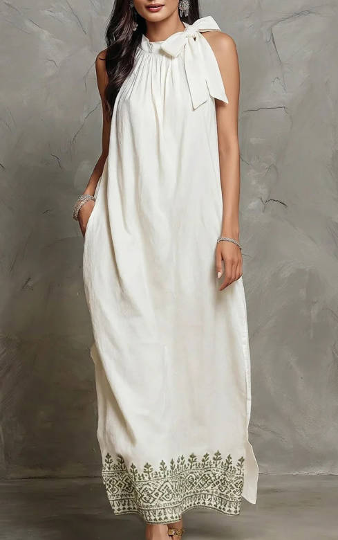 Summer Casual Round Neck Floral Sleeveless Loose Long Dress