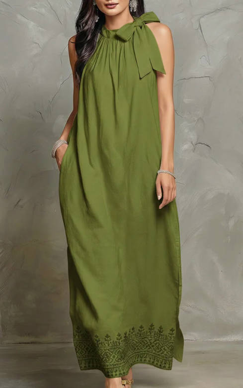 Summer Casual Round Neck Floral Sleeveless Loose Long Dress