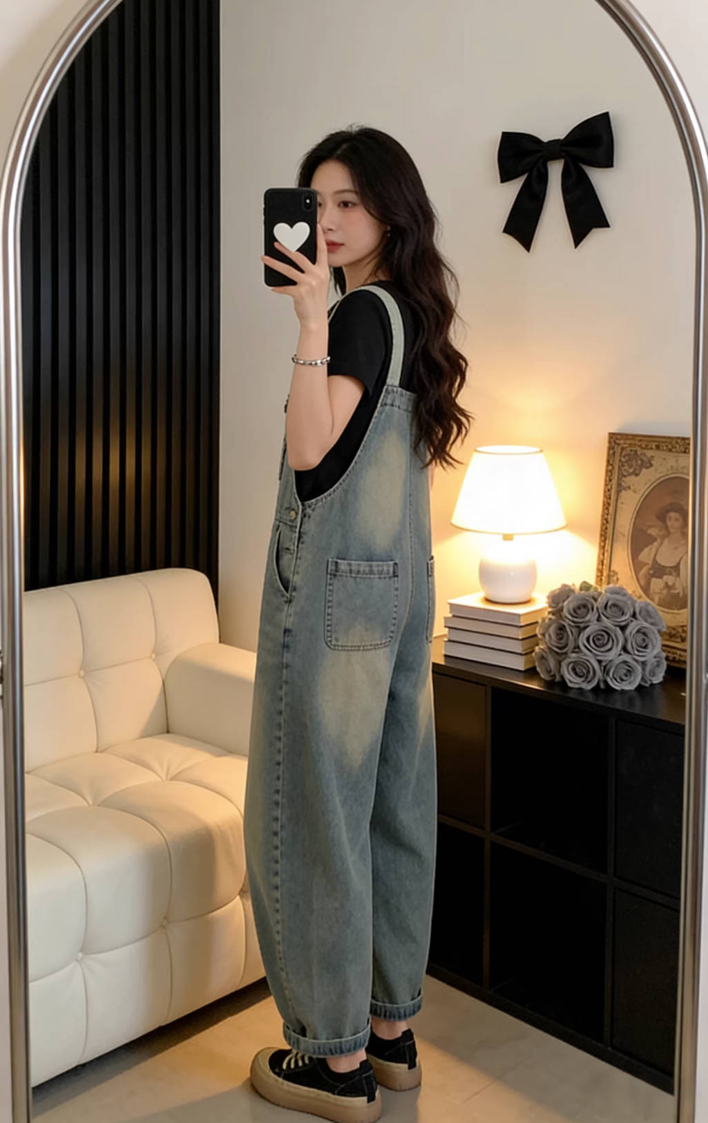 Retro Denim Sleeveless Wide Legs Slim Casual Harem Jumpsuits