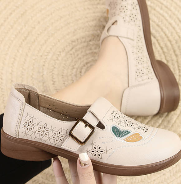 Vintgae Women Hallow Out Soft Sole Loafers Slip-On Flat