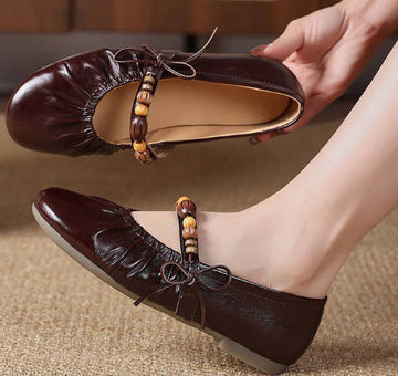 Vintage French Square Toe Beaded Detail Mary Jane Shoes Flat
