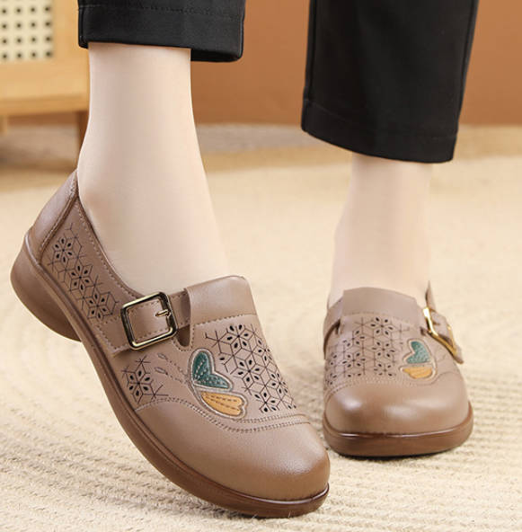 Vintgae Women Hallow Out Soft Sole Loafers Slip-On Flat