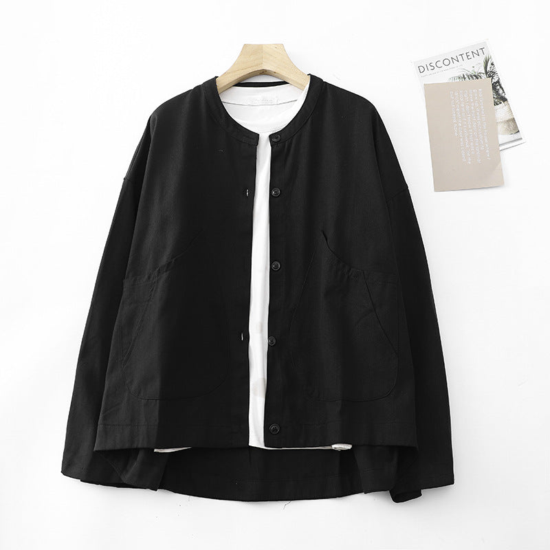 Cotton Solid Color Oversized Long Sleeves Plus Size Top Coat
