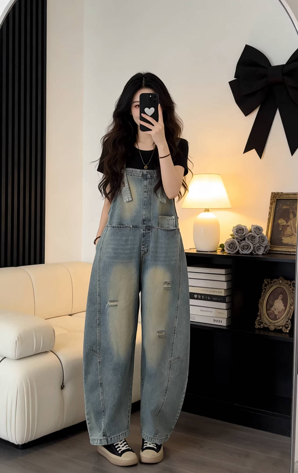 Retro Denim Sleeveless Wide Legs Slim Casual Harem Jumpsuits