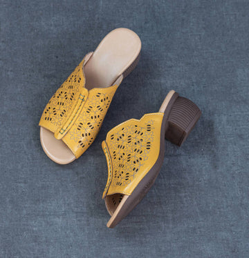 Vintage Genuine Leather Open Toe Fish Mouth Hollow Out Soft Sandals