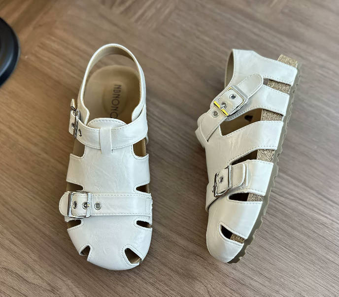 Casual Roman Leather Hollow Out Mule Birken Slip-On
