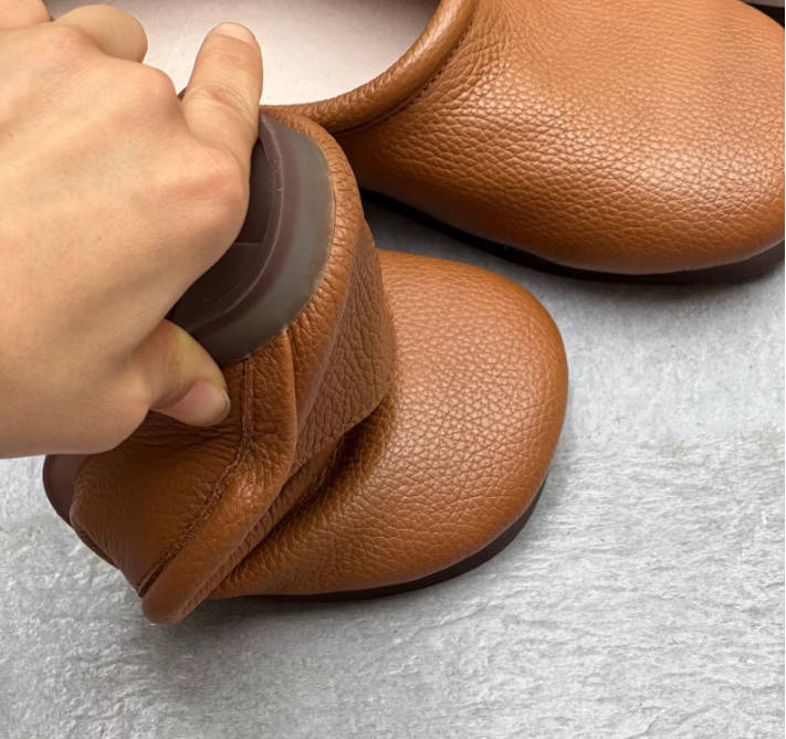 Retro Genuine Leather Square Toe Flat Sole Slip-On