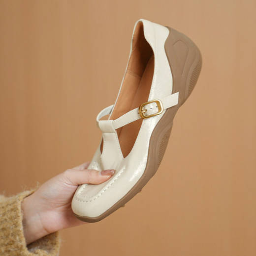 Vintage T-strap Genuine Leather Round Toe Mary Jane Flats