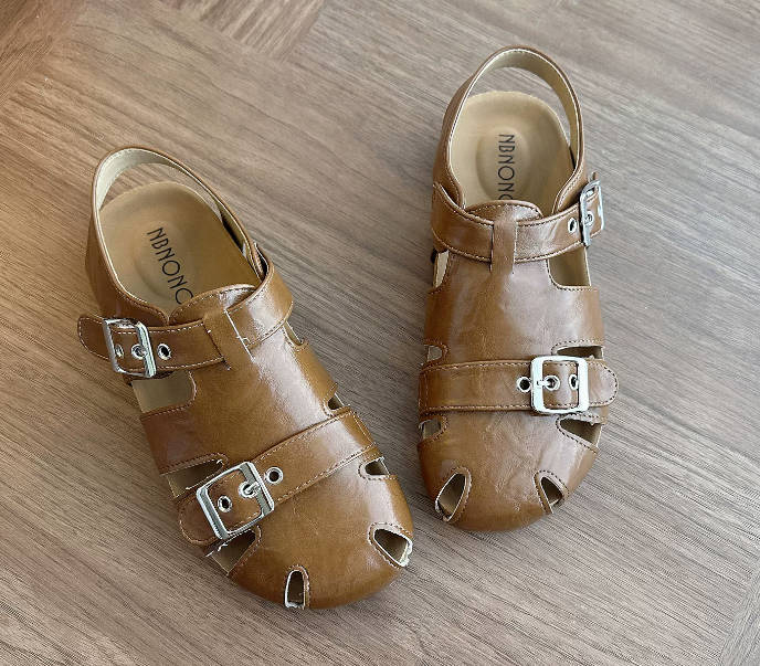 Casual Roman Leather Hollow Out Mule Birken Slip-On