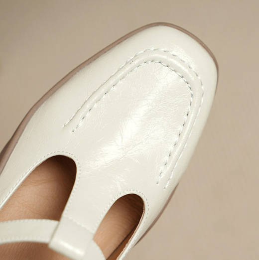 Vintage T-strap Genuine Leather Round Toe Mary Jane Flats