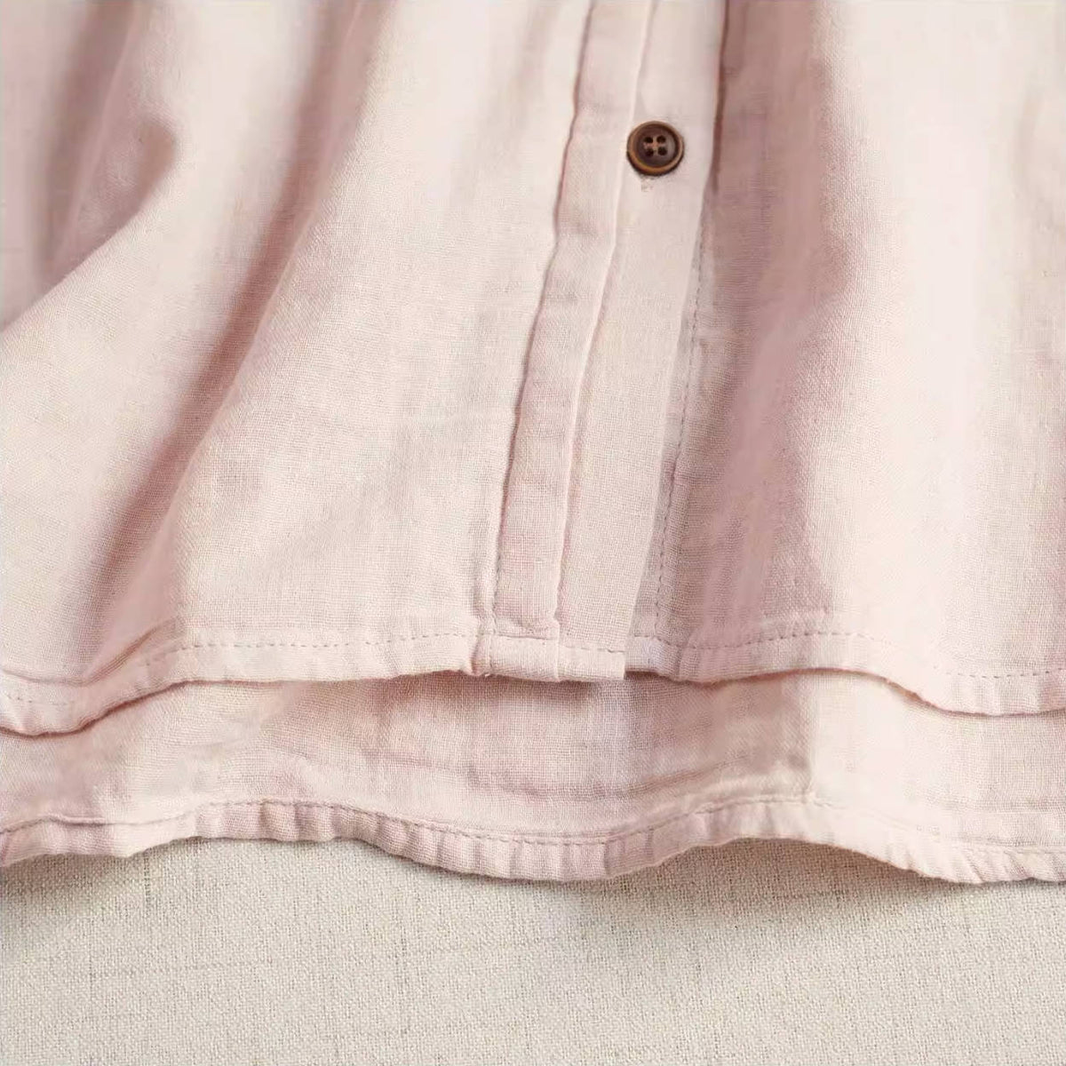 Spring Retro Cotton Round Neck Patchwork Versatile Loose Shirt