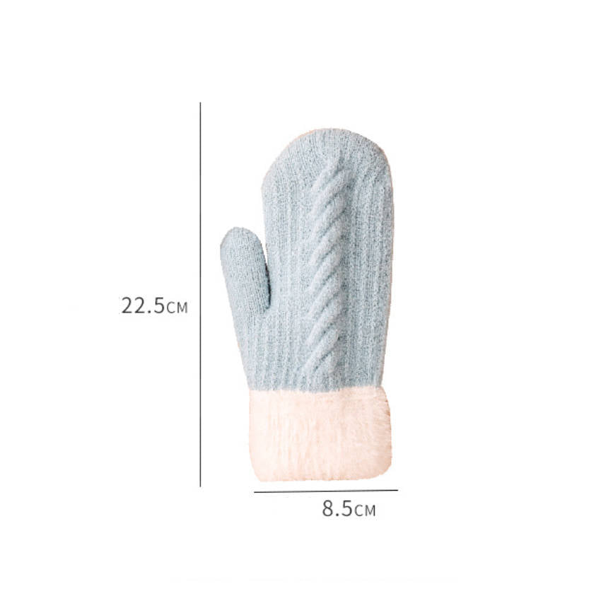 Winter Warm Knitted Patchwork Cotton-In Soft Thick Mittens