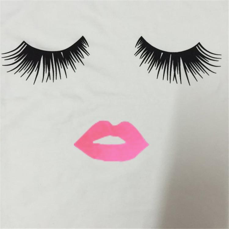 CREATIVE WOMEN PLUS SIZE LOOSE GRAPHIC LIP PRINT PULLOVER T-SHIRT