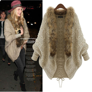 BATWING SPLICING LAPEL CONTRAST COLOR ASYMMETRIC CARDIGAN