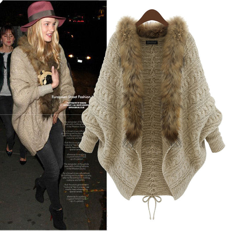 BATWING SPLICING LAPEL CONTRAST COLOR ASYMMETRIC CARDIGAN