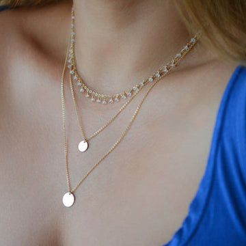 FREE SHIPPING FAUX CRYSTAL BEADS SEQUINS MULTI-LAYERED NECKLACE FOR WOMEN