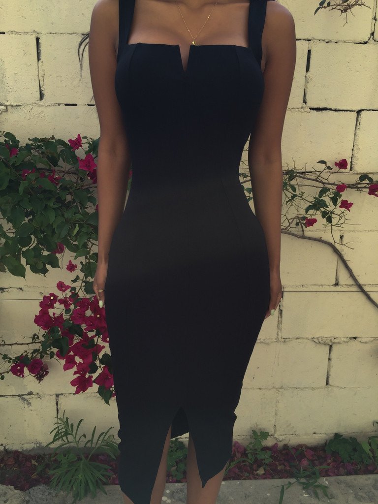 OFF SHOULDER SPAGHETTI STRAP SHEATH DRESS
