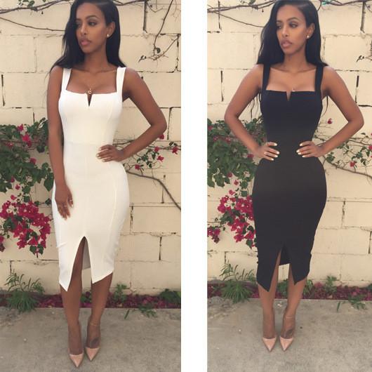 OFF SHOULDER SPAGHETTI STRAP SHEATH DRESS