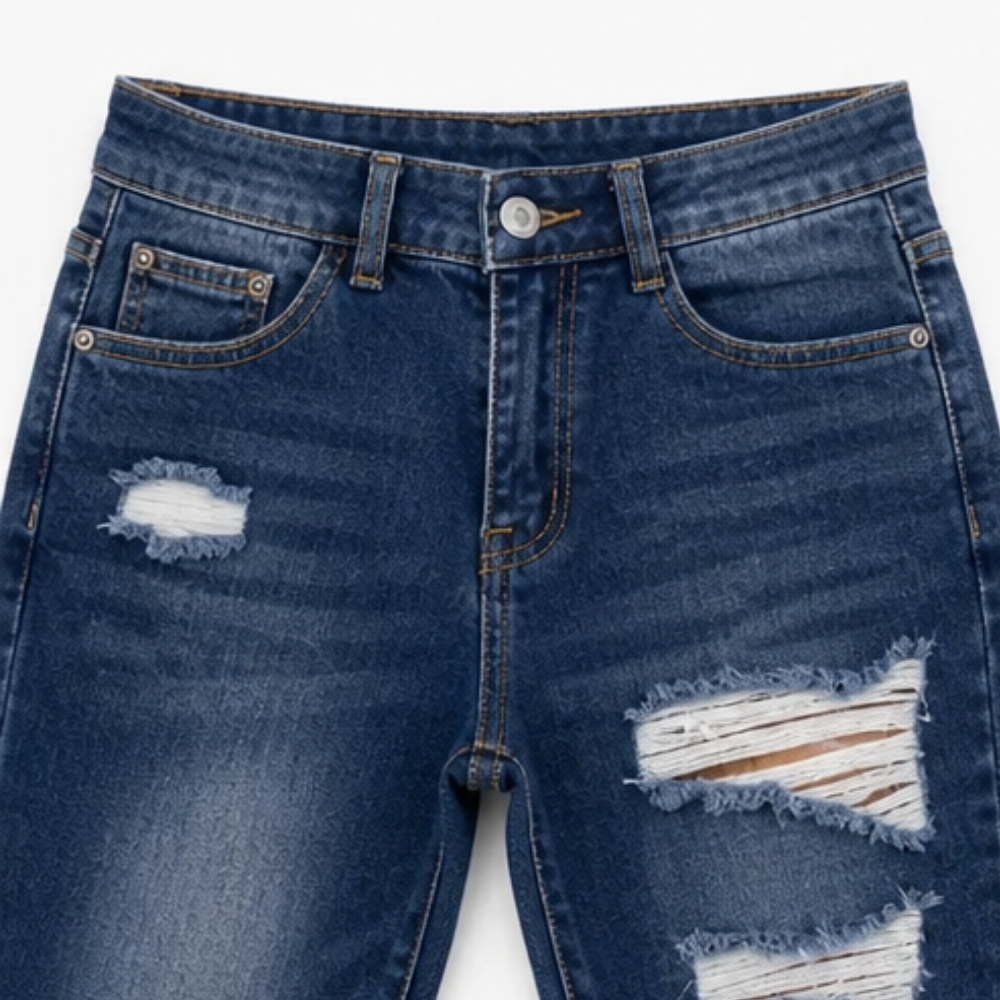 Women's Soft Cotton Frayed-Hem Capri Jeans