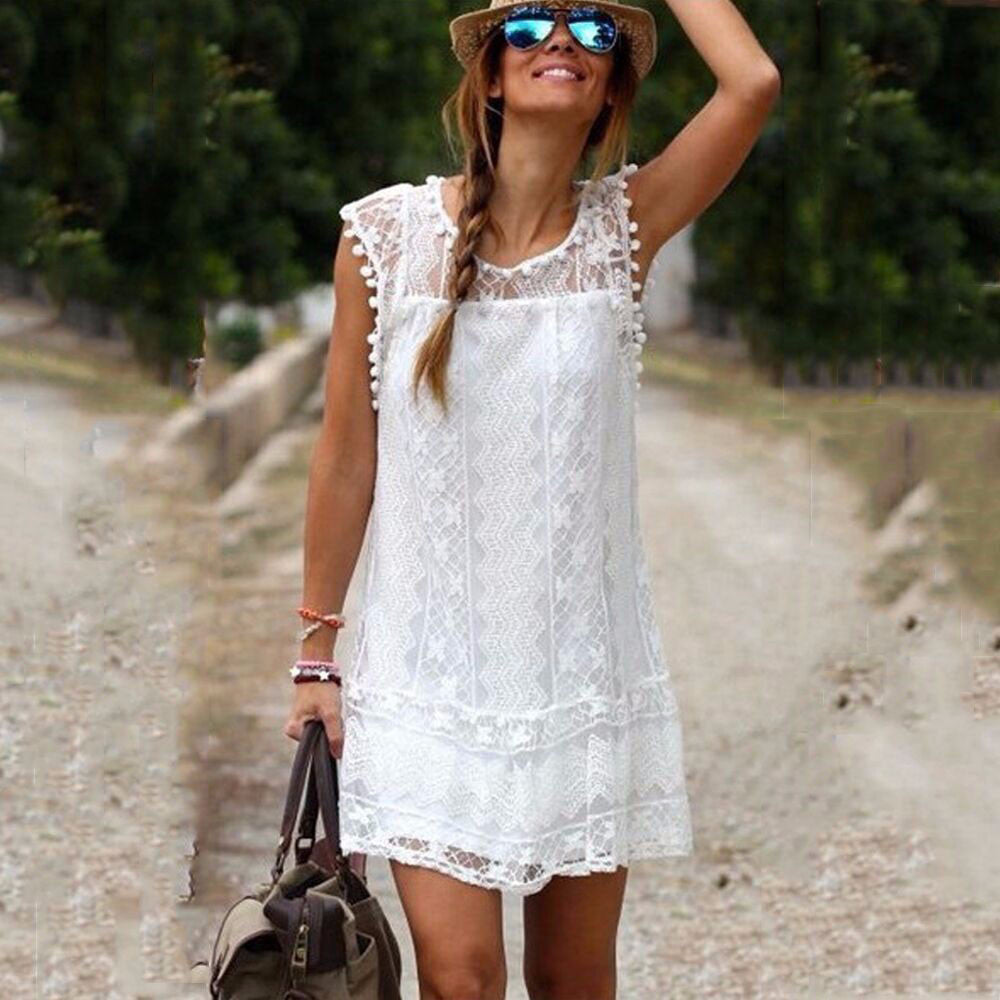 LACE RUFFLED ELEGANT LOVELY SLEEVELESS SHORT DRESS