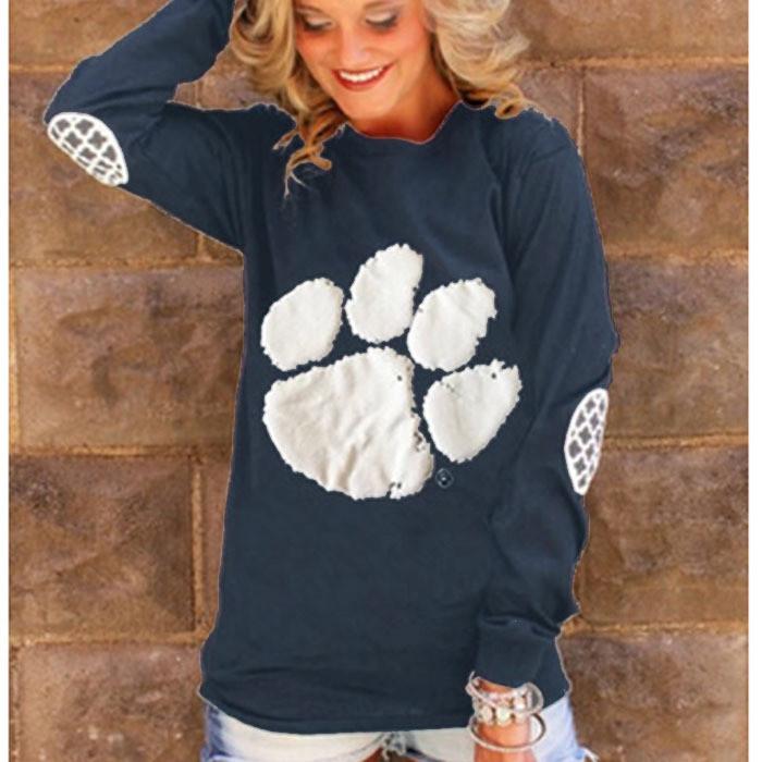 BEAR'S-PAW PRINT LONG SLEEVES BLOUSE