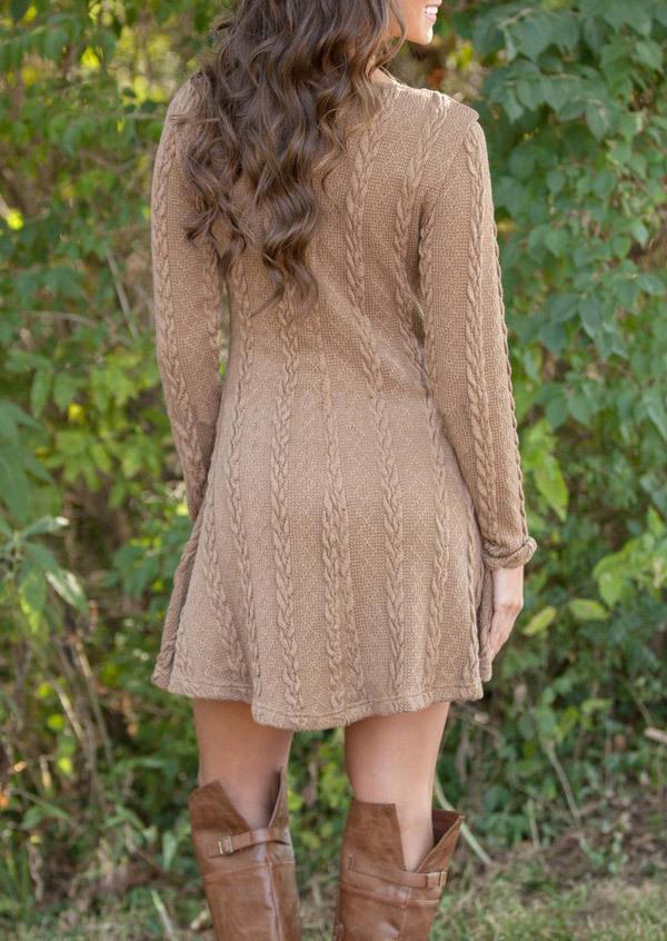 KNITTING ROUND NECK LONG SLEEVE SWEATER WITH PLUS SIZE