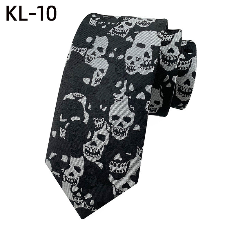 6Cm Narrow Skull Halloween Tie