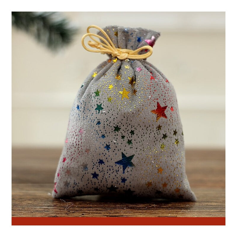 Christmas Drawstring Gift Bag Gold Foil