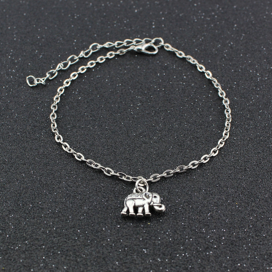 SILVER ELEPHANT PENDANT WOMEN'S ANKLET