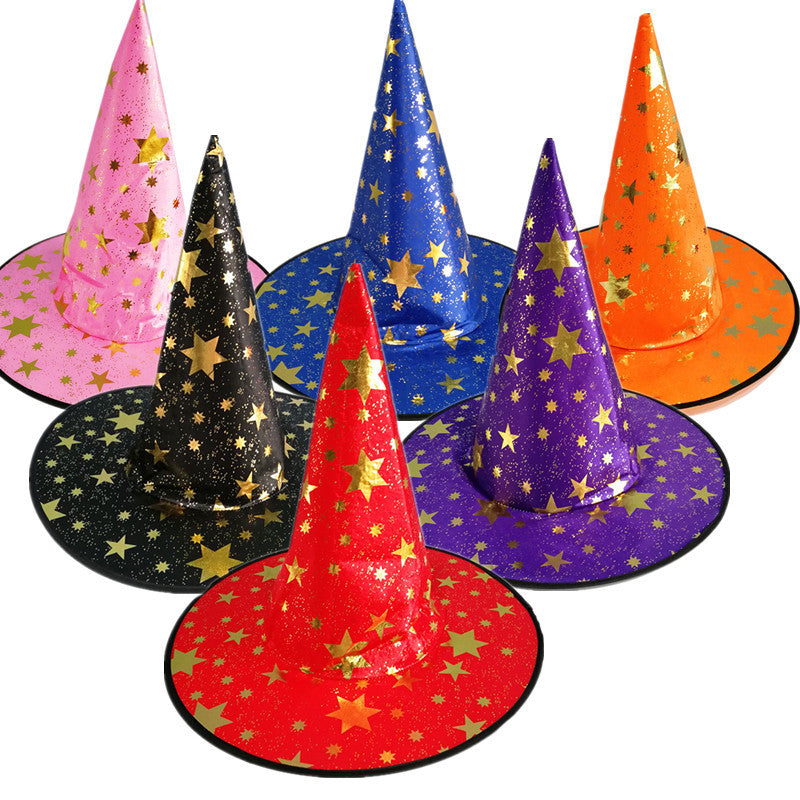 Halloween Witch Hat With Gold Star For Kids And Adults