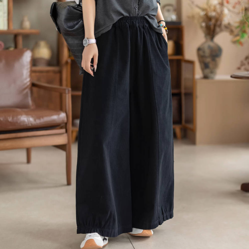 Spring Cotton Elastic Waist Loose Patchwork Versatile Pants