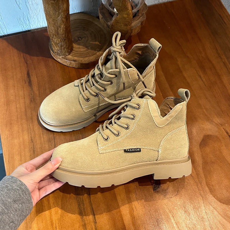 Winter Retro Leather Sueded Casual Lace-Up Soft Sole Boots