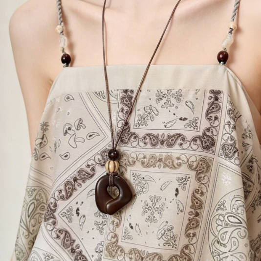 Retro Bohemian Casual Irregular Brown Hoop Necklace