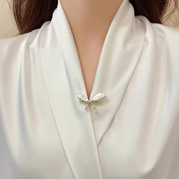 Irregular Pearl Bow Shining Alloy Brooch