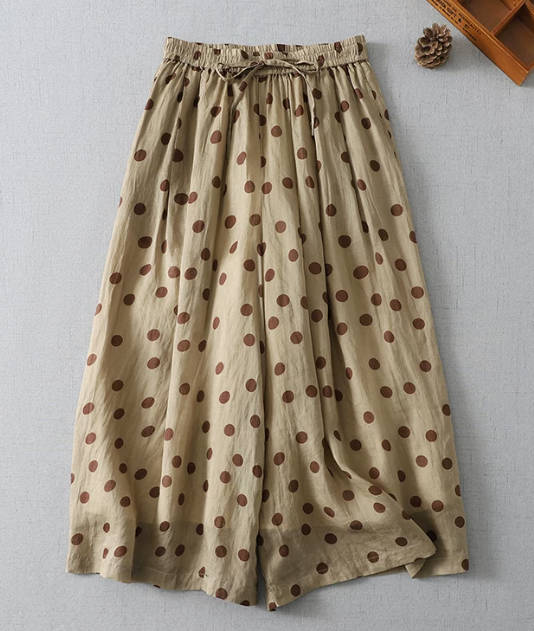 Spring Casual Polka Dot Loose Waist Wide-Leg Pants