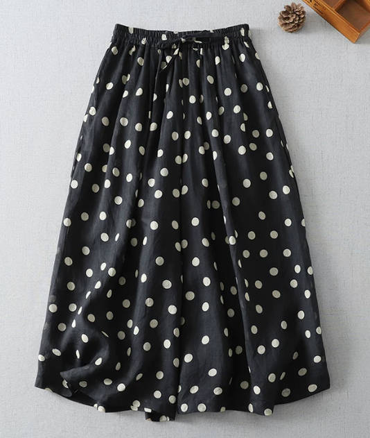 Spring Casual Polka Dot Loose Waist Wide-Leg Pants