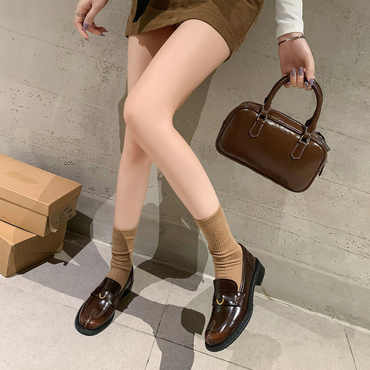 Vintage Genuine Leather Classic Round Toe Slip-On Loafers